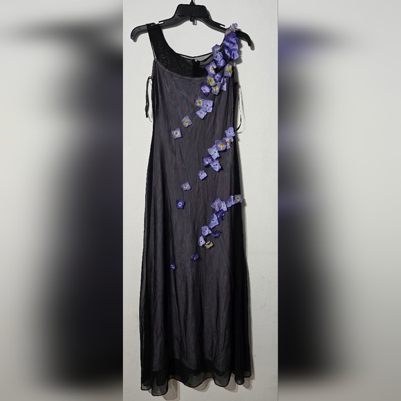 Cache Black Maxi Dress with Purple Floral Accents - Picture 4 of 16